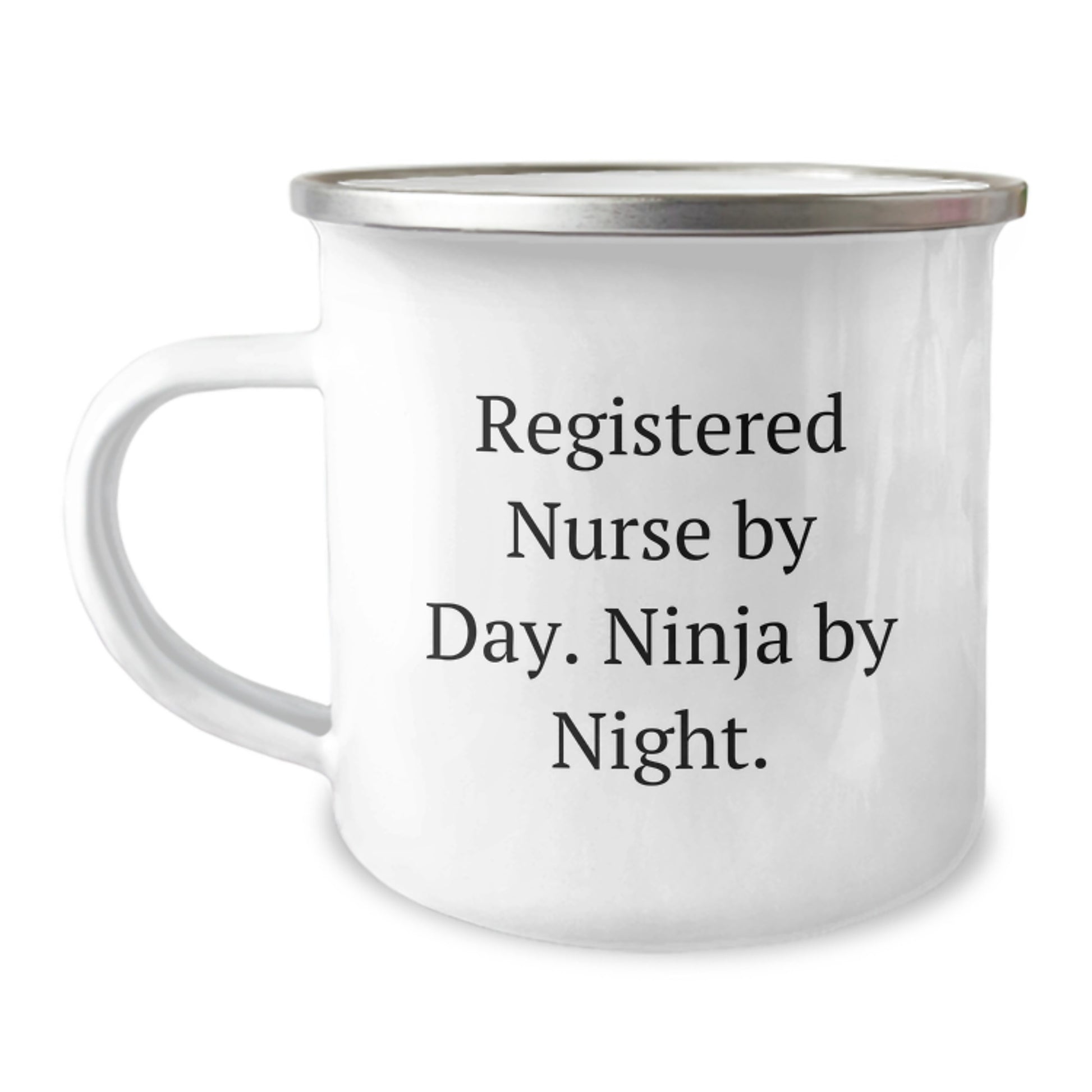 Registered Nurse Gifts, Funny Camping Mug for Birthday, 'Registered Nurse By Day. Ninja By Night.' Quote, Gifts from Coworkers to Registered Nurse Friends - Image 1