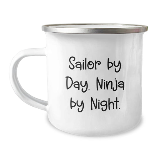 Gifts from Family to Sailor Graduation Unique Gifts, Funny Sailor By Day Ninja By Night. Ceramic Camping Mug, Perfect for Sailor Friends - Image 1