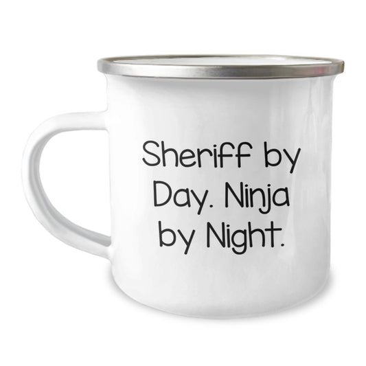 Sheriff Gifts Funny Quote Camping Mug For Men Birthday Sheriff By Day. Ninja By Night., Unique Sheriff Camping Mug Gifts from Men to Sheriff, Perfect for Sheriff's Birthday - Image 1