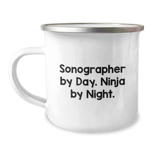 Sonographer Gifts from Friends, Unique Camping Mug for Sonographer By Day. Ninja By Night., Graduation Unique Gifts - Image 1