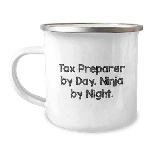Tax Preparer Gifts from Friends for Graduation Unique Mugs - Tax Preparer By Day. Ninja By Night. Camping Mug - Image 1