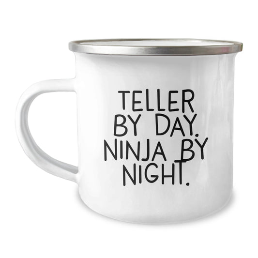 Funny Teller Gifts for Graduation, Teller By Day Ninja By Night Camping Mug, Unique Gifts from Friends for Teller - Image 1