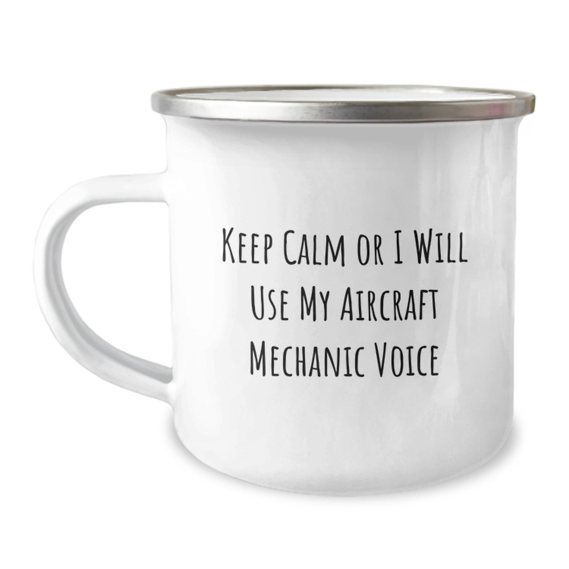 Funny Aircraft Mechanic Gifts from Friends for Men - Keep Calm Or I Will Use My Aircraft Mechanic Voice Insulated Camping Mug for Christmas - Image 1