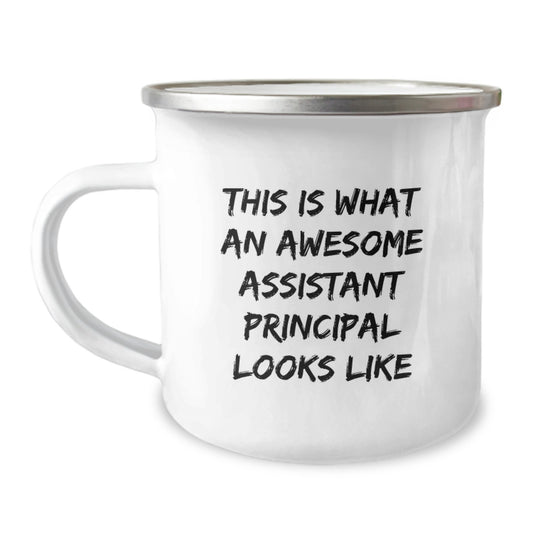 Funny Gifts from Assistant Principal Lovers, Perfect Christmas Unique Gifts for Assistant Principal Friends, 'This Is What An Awesome Assistant Principal Looks Like' Camping Mug - Image 1
