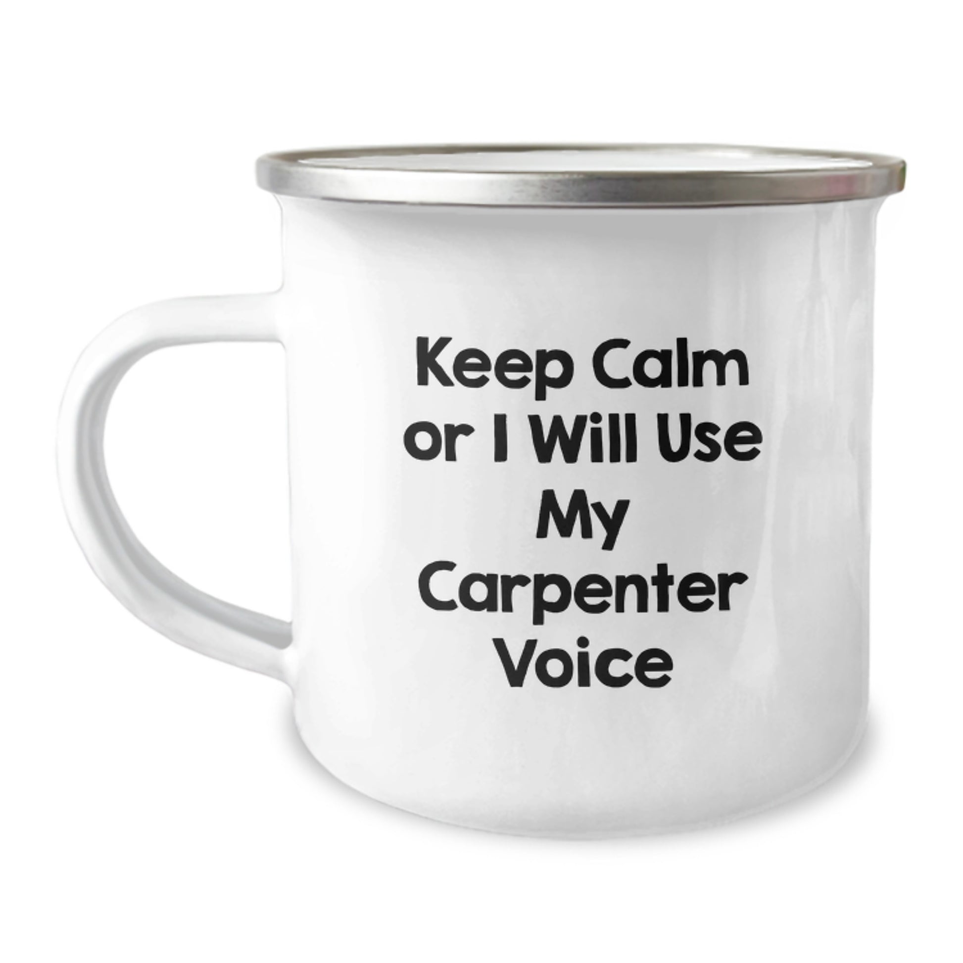 Cute Carpenter Gifts for Men Funny Camping Mug - Keep Calm Or I Will Use My Carpenter Voice Christmas Unique - Image 1