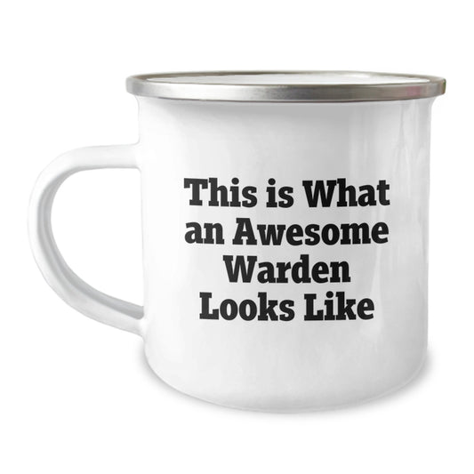Funny Warden Gifts from Friends for Graduation Unique Gifts - Camping Mug with This Is What An Awesome Warden Looks Like Quote - Image 1