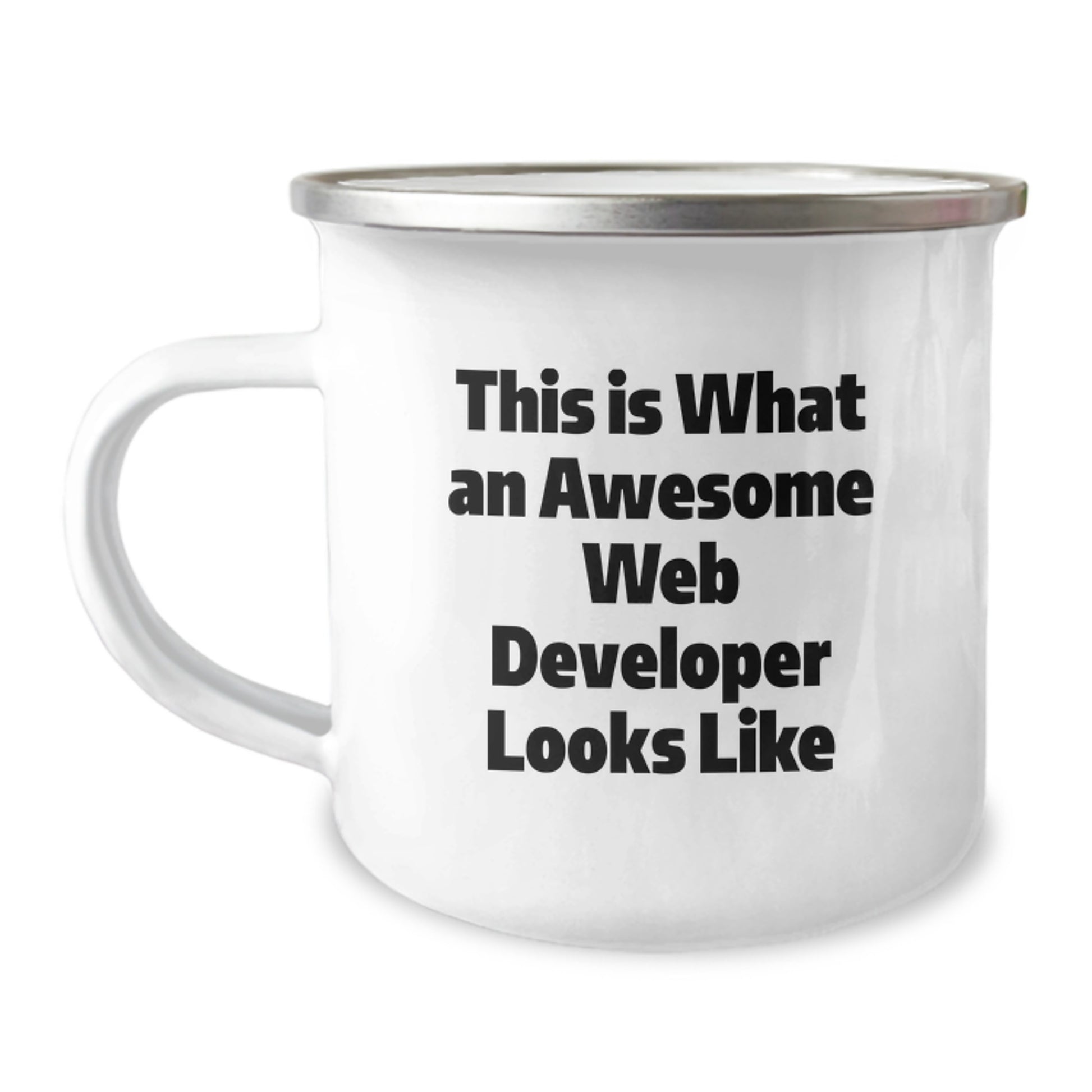 Funny Web Developer Gifts from Friends, Web Developer Camping Mug for Graduation Unique Gifts, This Is 'What An Awesome Web Developer Looks Like' Funny Mug - Image 1