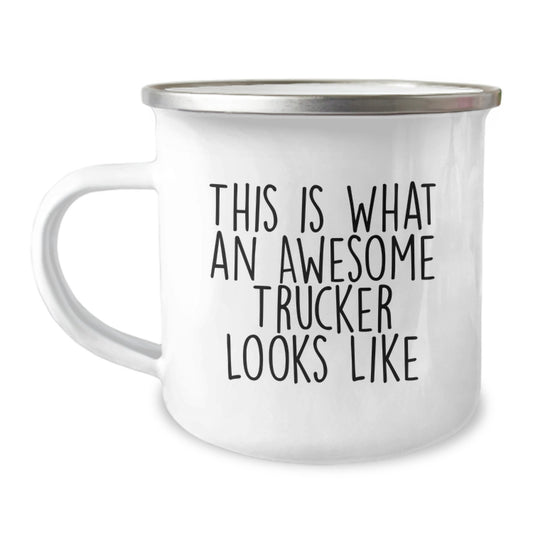 Funny Trucker Gifts from Friends - This Is What An Awesome Trucker Looks Like, Camping Mug, Birthday Unique Gifts for Trucker Men - Image 1