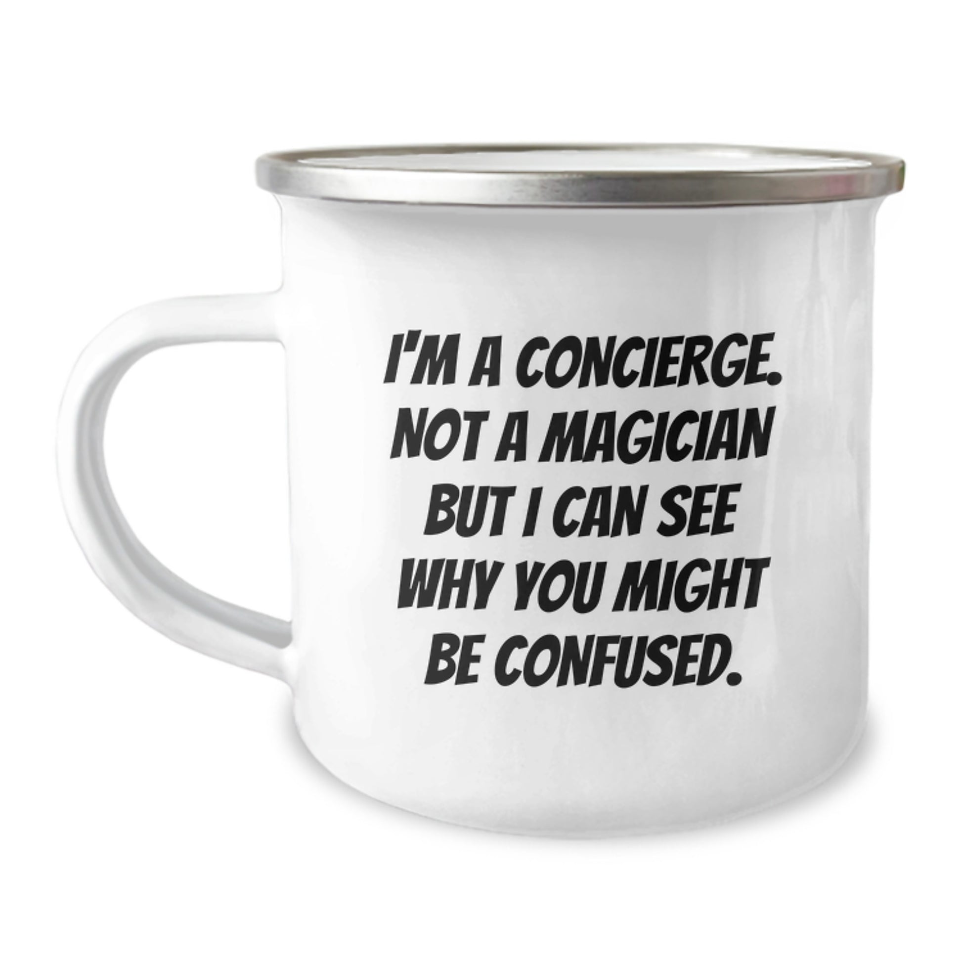Funny Concierge Gifts from Men to Friends - Camping Mug for Christmas Unique Presents by Concierge - Image 1