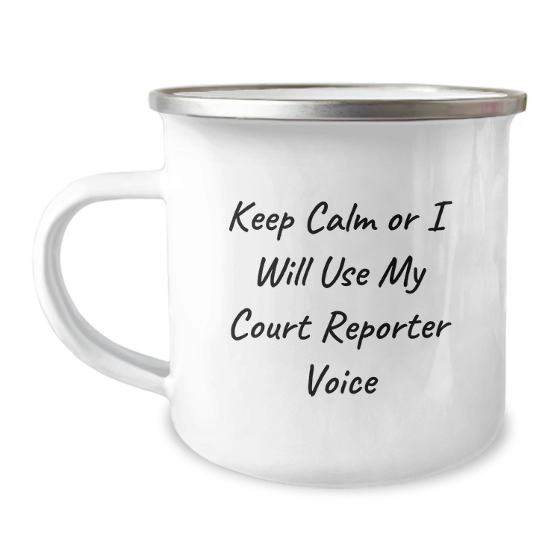 Funny Court Reporter Gifts for Men - Camping Mug with 'Keep Calm Or I Will Use My Court Reporter Voice' - Unique Christmas Unique Gifts from Friends - Image 1