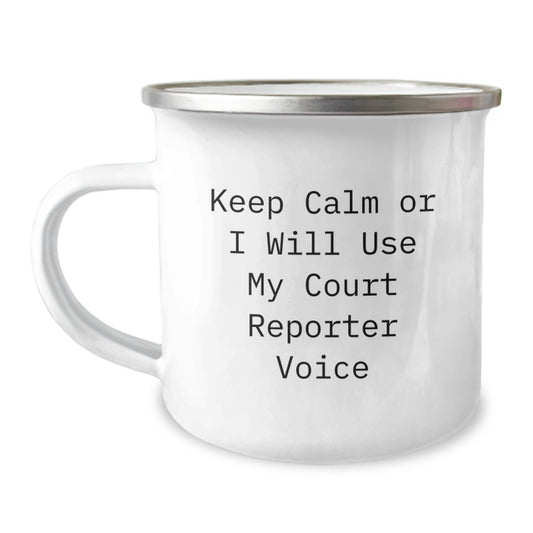 Funny Court Reporter Gifts from Friends to Men Christmas Unique Mugs, Court Reporter Voice, Keep Calm - Image 1