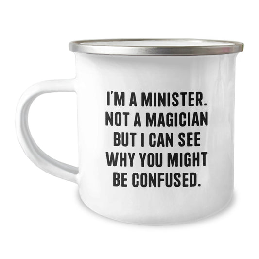 Funny Minister Gifts, Camping Mug for Men - Perfect Christmas Unique Gifts from Friends to Family - Image 1
