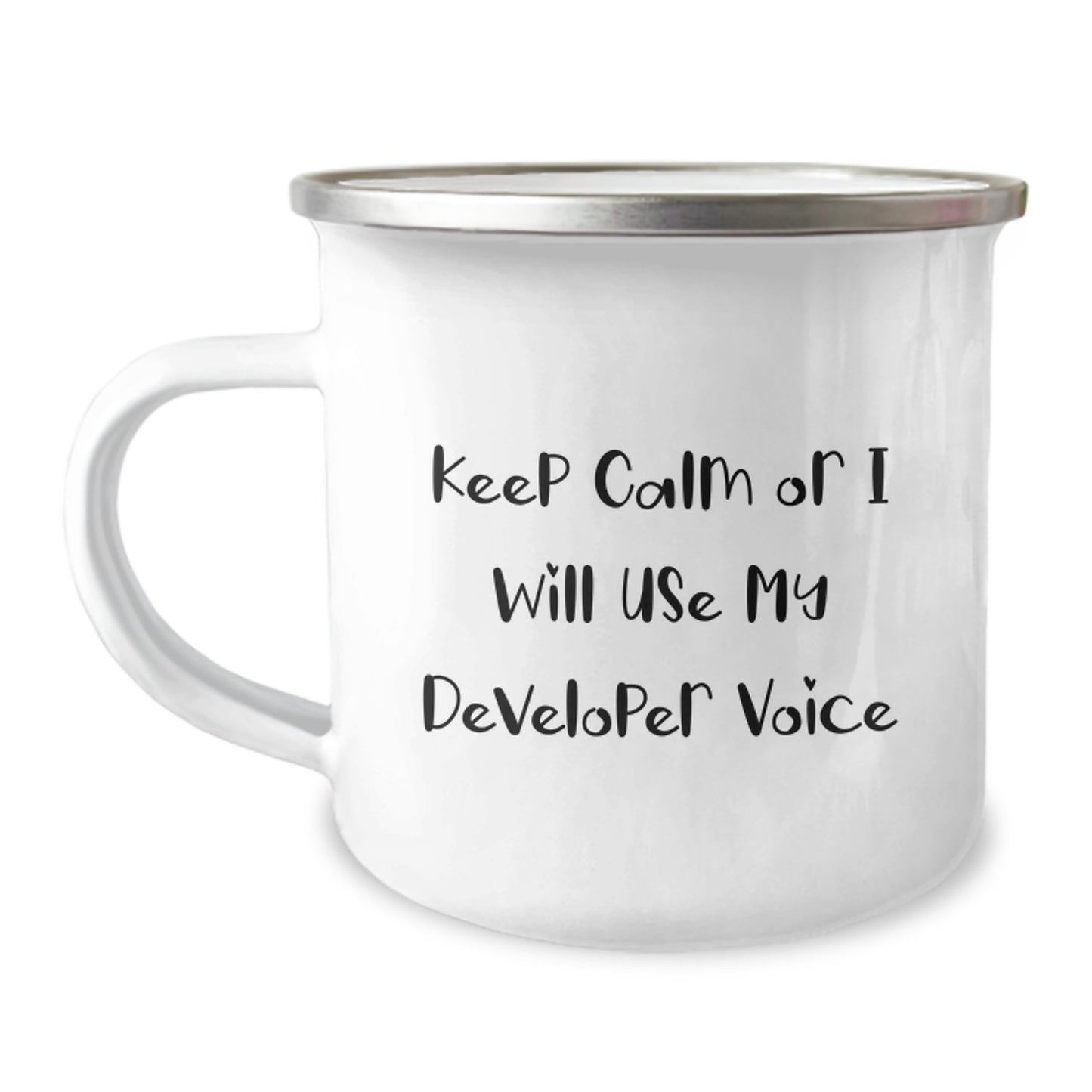 Funny Developer Gifts from Friends, Keep Calm Or I Will Use My Developer Voice, Funny Camping Mug for Christmas Unique Gifts - Image 1