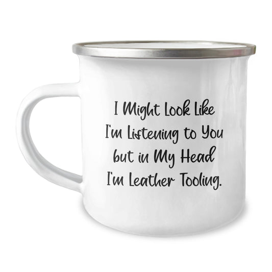 Leather Tooling Camping Mug Gifts from Men to Friends - Unique Leather Tooling Enthusiast Christmas Unique Gifts - Image 1