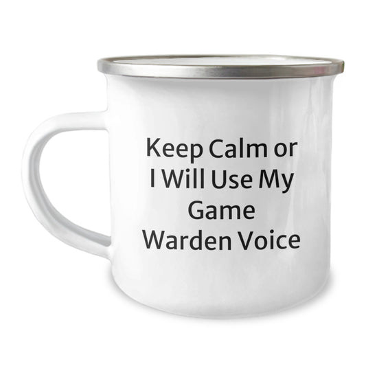 Funny Game Warden Christmas Unique Gifts from Friends to Men Game Wardens - Keep Calm Or I Will Use My Game Warden Voice Camping Mug - Image 1