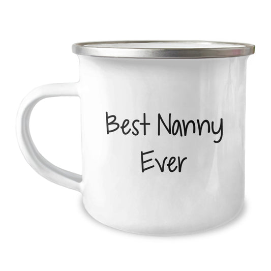 Funny Nanny Gifts from Family - Best Nanny Ever Camping Mug for Birthday Celebrations, Stainless Steel with Enamel Finish, 12 oz Capacity - Image 1