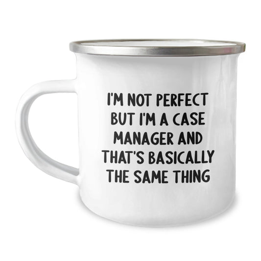 Funny Case Manager Gifts from Men for Case Manager Friends and Coworkers - I'm Not Perfect But I'm A Case Manager And That's Basically The Same Thing Christmas Unique Mug - Image 1