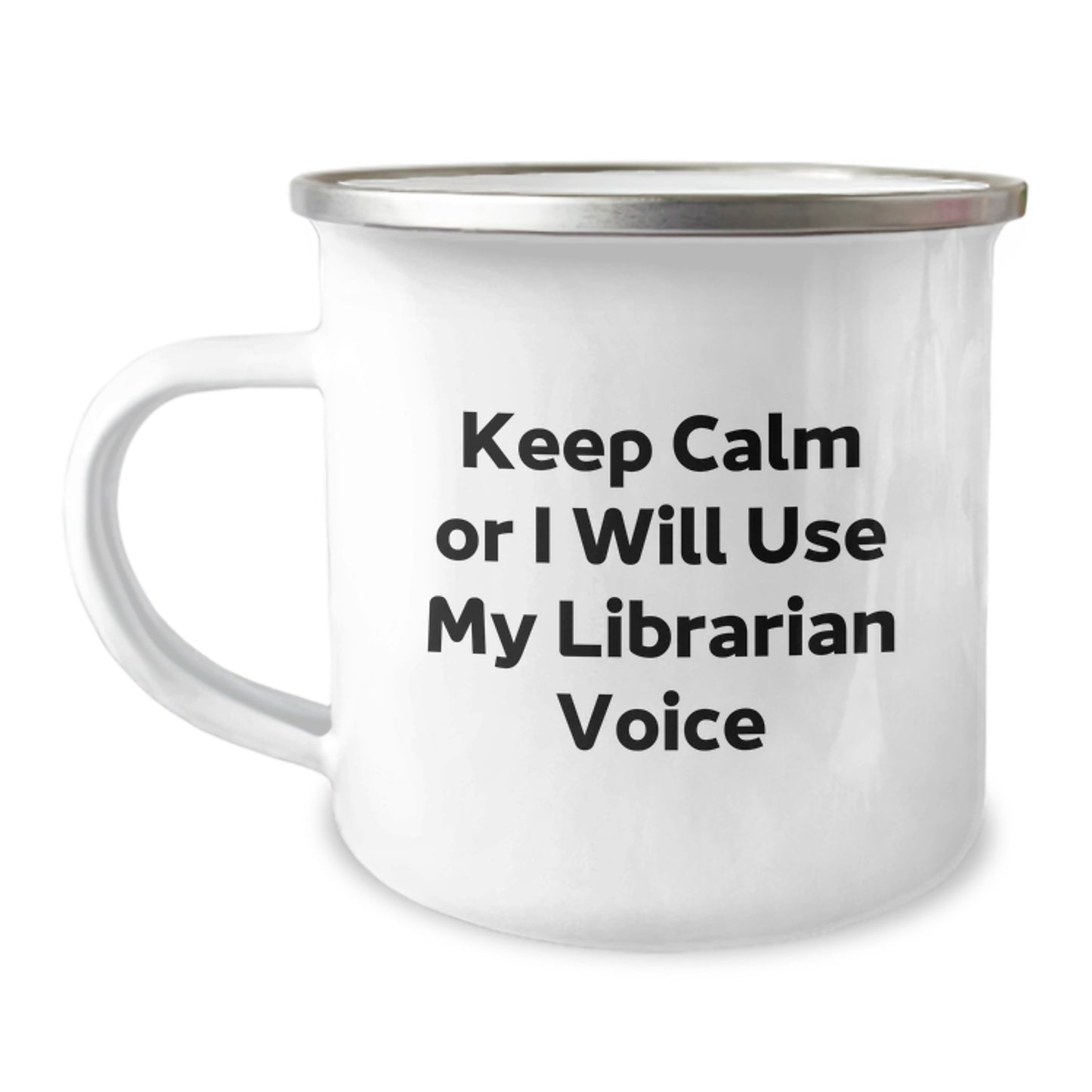 Funny Librarian Gifts from Friends for Librarian Christmas Unique Mugs - 'Keep Calm Or I Will Use My Librarian Voice' - Image 1