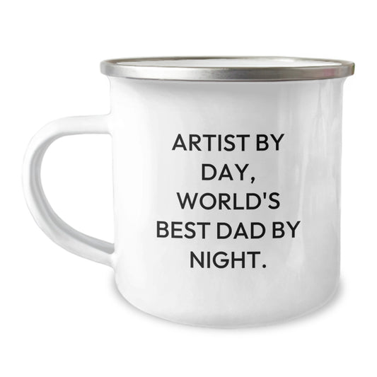 Funny Artist Gifts from Friends for Artist By Day, World's Best Dad By Night - Camping Mug for Birthday Unique Gifts - Image 1