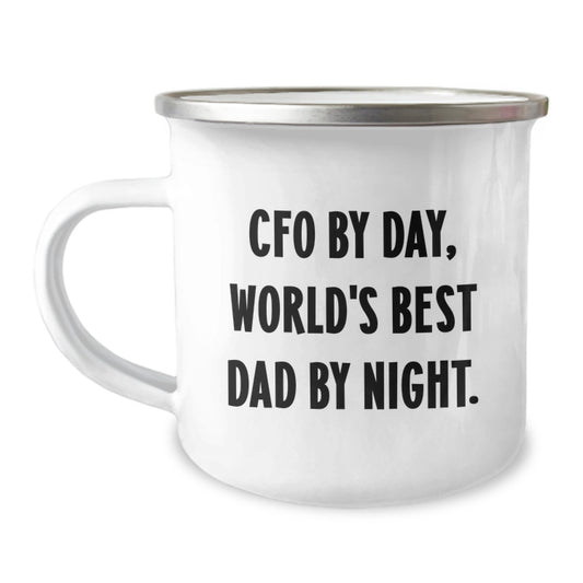 Funny CFO Gifts for Men, CFO By Day, World's Best Dad By Night Camping Mug, Perfect for Father's Day Unique Gifts from Family, Friends, or Coworkers - Image 1