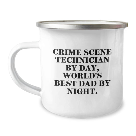 Funny Gifts for Crime Scene Technicians, Birthday Unique Presents from Son, Husband, or Friend, Men's Camping Mug with 'Crime Scene Technician By Day, World's Best Dad By Night.' Quote - Image 1