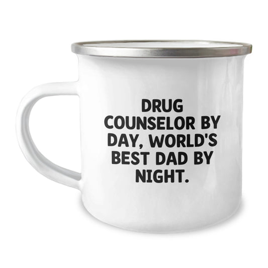 Funny Drug Counselor Gifts from Men to Family Members - Drug Counselor By Day Camping Mug, World's Best Dad at Night Christmas Unique Gifts - Image 1