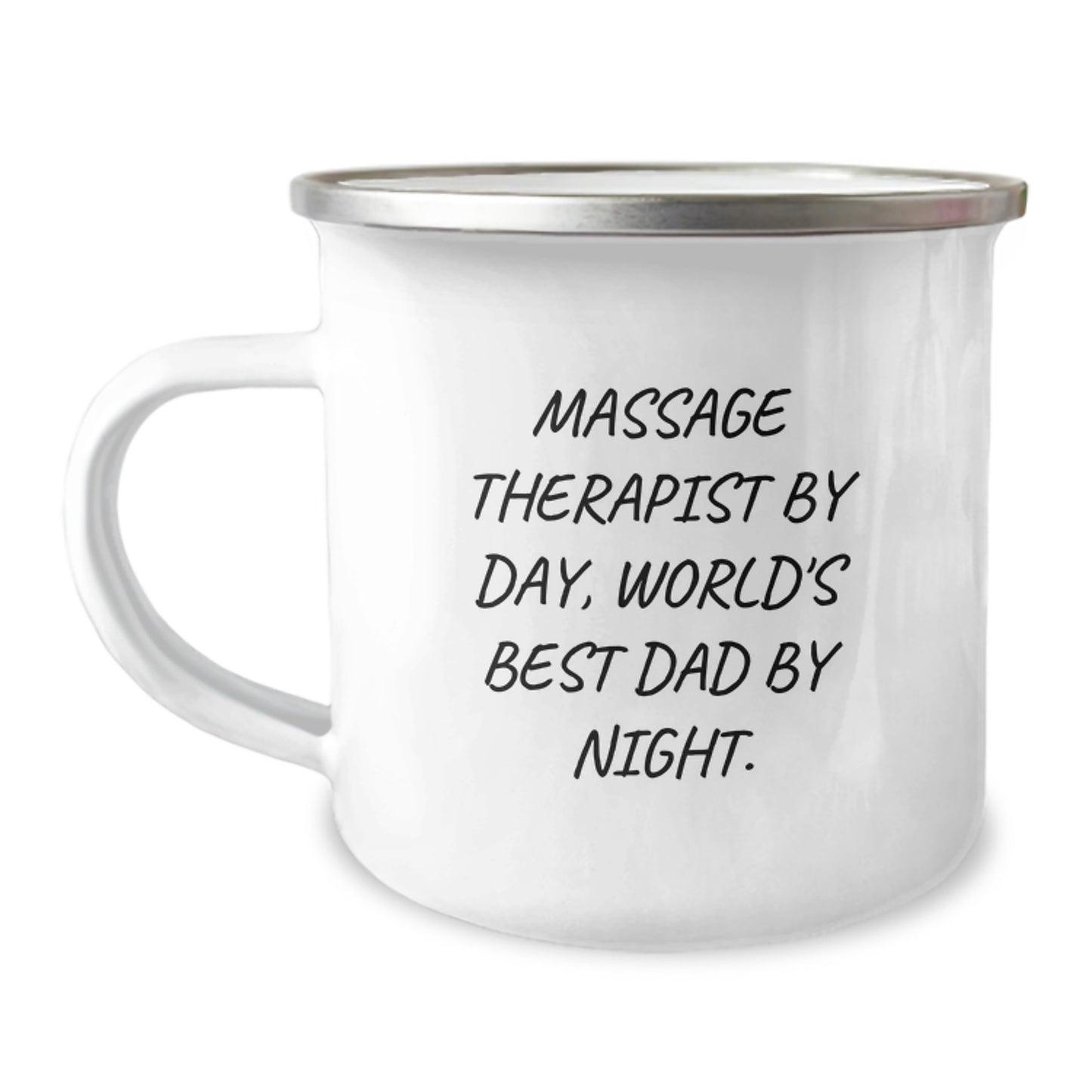 Funny Massage Therapist Gifts - 'Massage Therapist By Day, World's Best Dad By Night' Stainless Steel Camping Mug - Birthday Unique Gifts from Men to Massage Therapist - Image 1