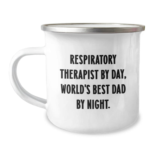Funny Respiratory Therapist Gifts for Men, Christmas Unique Mugs for Camping Lovers by Day, World's Best Dad by Night - Image 1