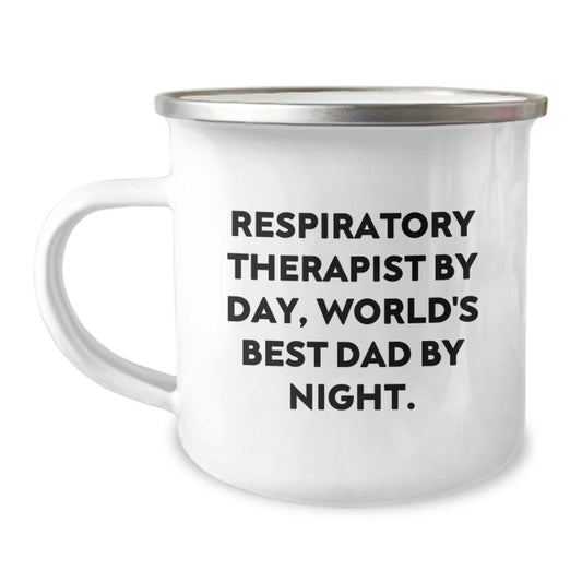 Funny Respiratory Therapist Gifts for Men from the World's Best Dad By Night - Camping Mug - Image 1