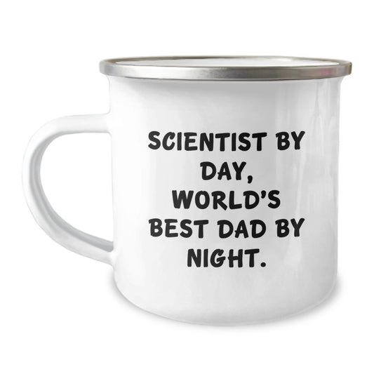 Funny Scientist Gifts from Dad to Son or Family Member - Scientist By Day, World's Best Mug for Camping Enthusiasts - Image 1
