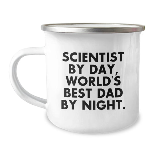 Funny Scientist Gifts for Men - Camping Mug for Dad by Day, World's Best Dad by Night, Christmas Unique Gifts from Family - Image 1