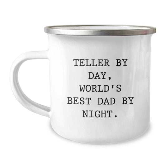 Funny Teller Gifts for Men, Teller By Day World's Best Dad By Night Camping Mug, Christmas Unique Presents from Dad - Image 1