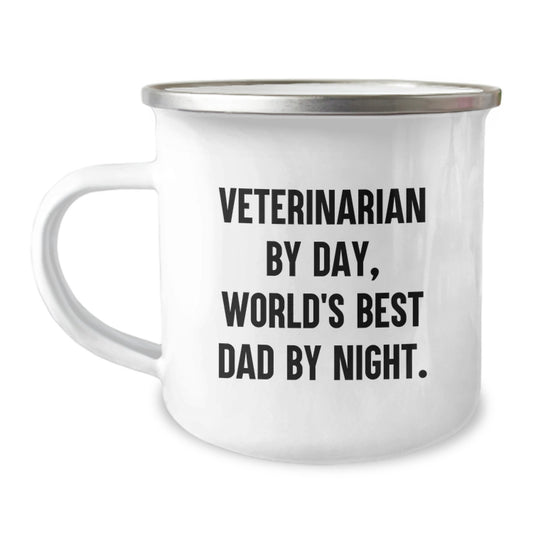 Funny Veterinarian Gifts from Dad, World's Best Veterinarian By Day, Camping Mug for Graduation - Image 1