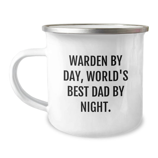 Warden Gifts for Men, Funny Camping Mug, 'Warden By Day, World's Best Dad By Night.' Gift from Dad to Son, Perfect Graduation Unique Gifts - Image 1