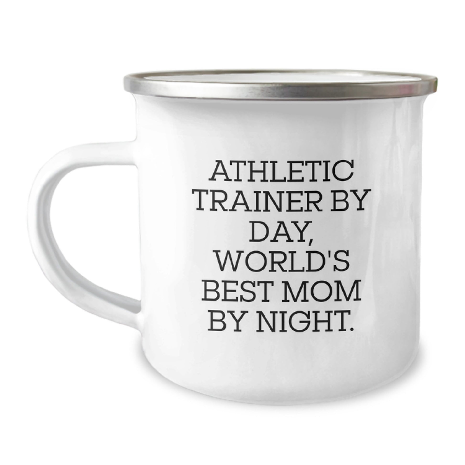 Athletic Trainer Gifts for Her, Funny Quotes Camping Mug, Graduation Unique Gifts from Mom, 'Athletic Trainer By Day, World's Best Mom By Night.' - Image 1