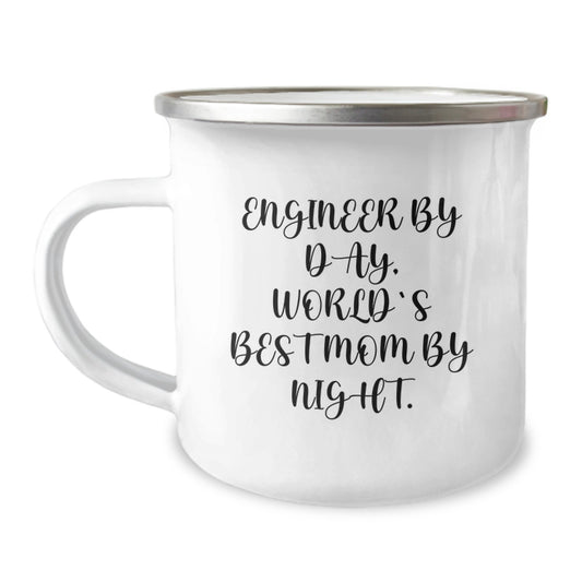Funny Engineer Gifts, Christmas Unique Mugs for Engineer Mom, Camping Mug with 'Engineer By Day, World's Best Mom By Night.' Quote - Image 1