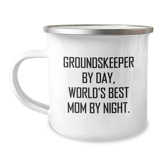 Funny groundskeeper Gifts for Men, Camping Mug, 'groundskeeper By Day, World's Best Mom By Night' Quote, Perfect Christmas Unique Gifts from Friends - Image 1