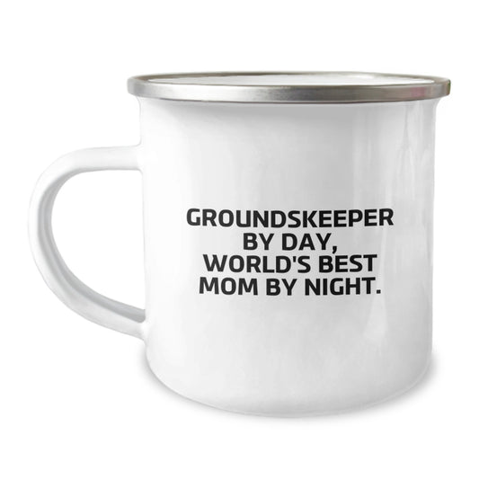 Funny groundskeeper Gifts from Friends for groundskeeper - Camping Mug - A Perfect groundskeeper By Day, World's Best Mom By Night. Christmas Unique Gift - Image 1