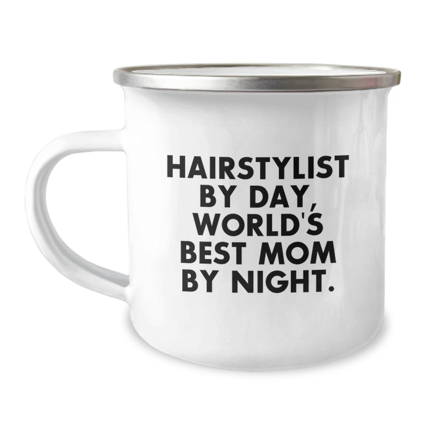 Merry Christmas Unique Gifts from Men to Hairstylist Friends, Funny 'Hairstylist By Day, World's Best Mom By Night.' Camping Mug for Christmas Unique Gifts - Image 1