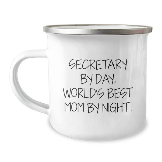 Secretary's Humor, World's Best Mom, Unique Graduation Gifts from Friends or Family, Perfect Camping Mug - Image 1
