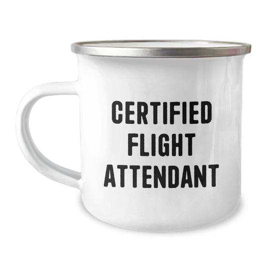 Funny Flight Attendant Gifts for Friends, Certified 'World's Okayest Flight Attendant' Camping Mug, Christmas Unique Gifts from Men to Family - Image 1