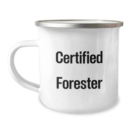 Forester Certified Funny Birthday Unique Gifts from Friends, Gifts for Forester Men, Enamel Camping Mug - Image 1