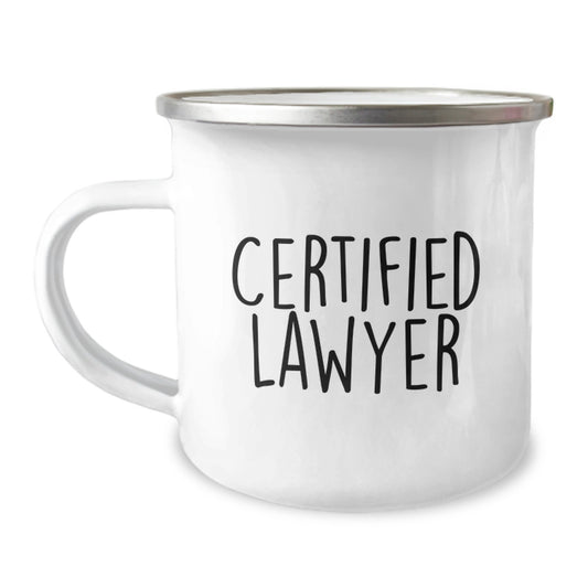 Funny Lawyer Gifts from Friends, Birthday Unique Gifts for Men, Camping Mug with Certified Lawyer Quote - 'I'm Not a Morning Person, I'm a Lawyer, Get Me Coffee' - 12 oz Stainless Steel Enamel Finish - Image 1