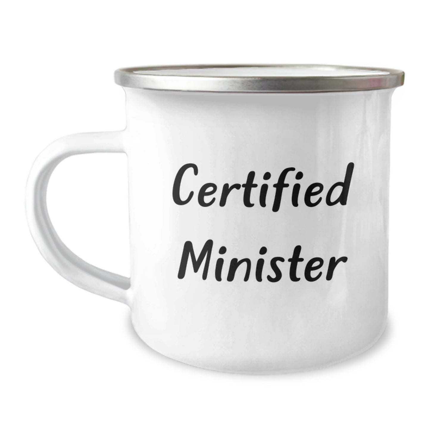 Funny Minister Gifts from Men for Minister on Birthday Unique Camping Mug with Certified Minister Quote - Image 1