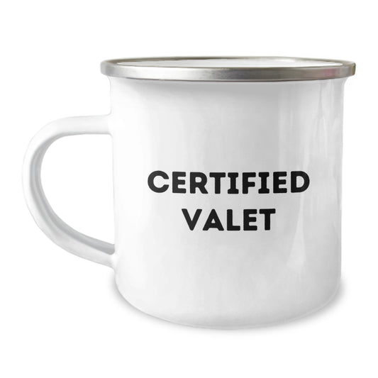 Certified Valet Funny Gifts from Friends and Family - Unique Valentine's Valet Camping Mug for Men - Image 1