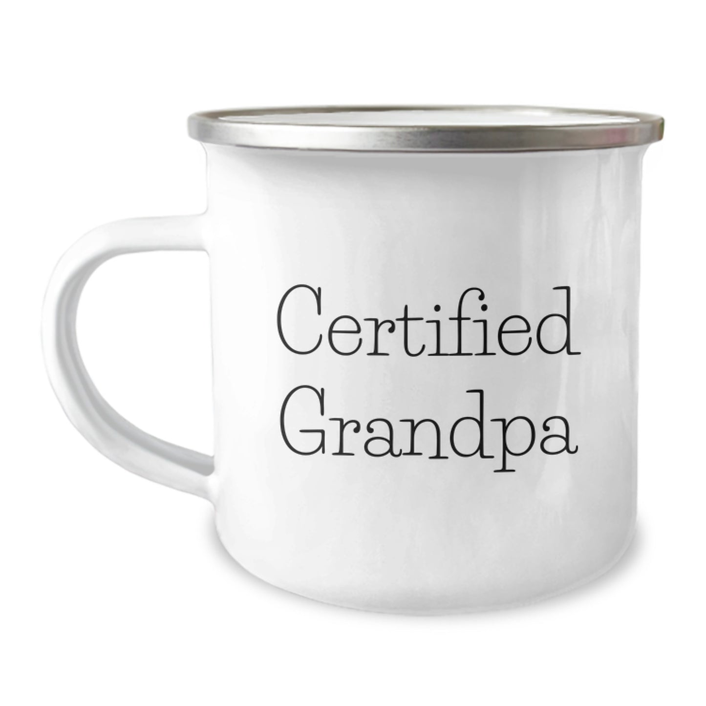 Funny Grandpa Camping Mug Gifts from Men to Grandpas for Graduation - 'Certified Grandpa' Quote, 12 oz Stainless Steel with Enamel Finish - Image 1