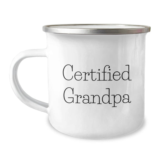 Funny Grandpa Camping Mug Gifts from Men to Grandpas for Graduation - 'Certified Grandpa' Quote, 12 oz Stainless Steel with Enamel Finish - Image 1