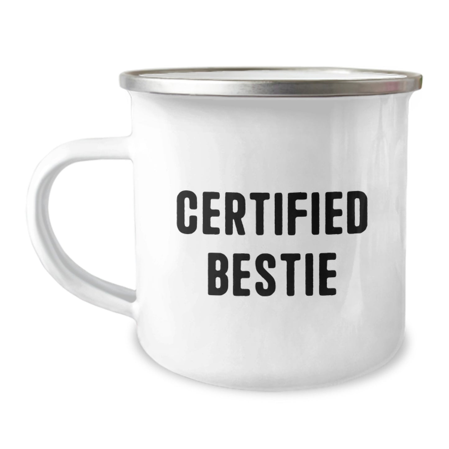 Funny Bestie Gifts from Friends to Bestie, Certified Bestie Quote on Camping Mug, Perfect Graduation Unique Gifts for Friends - Image 1