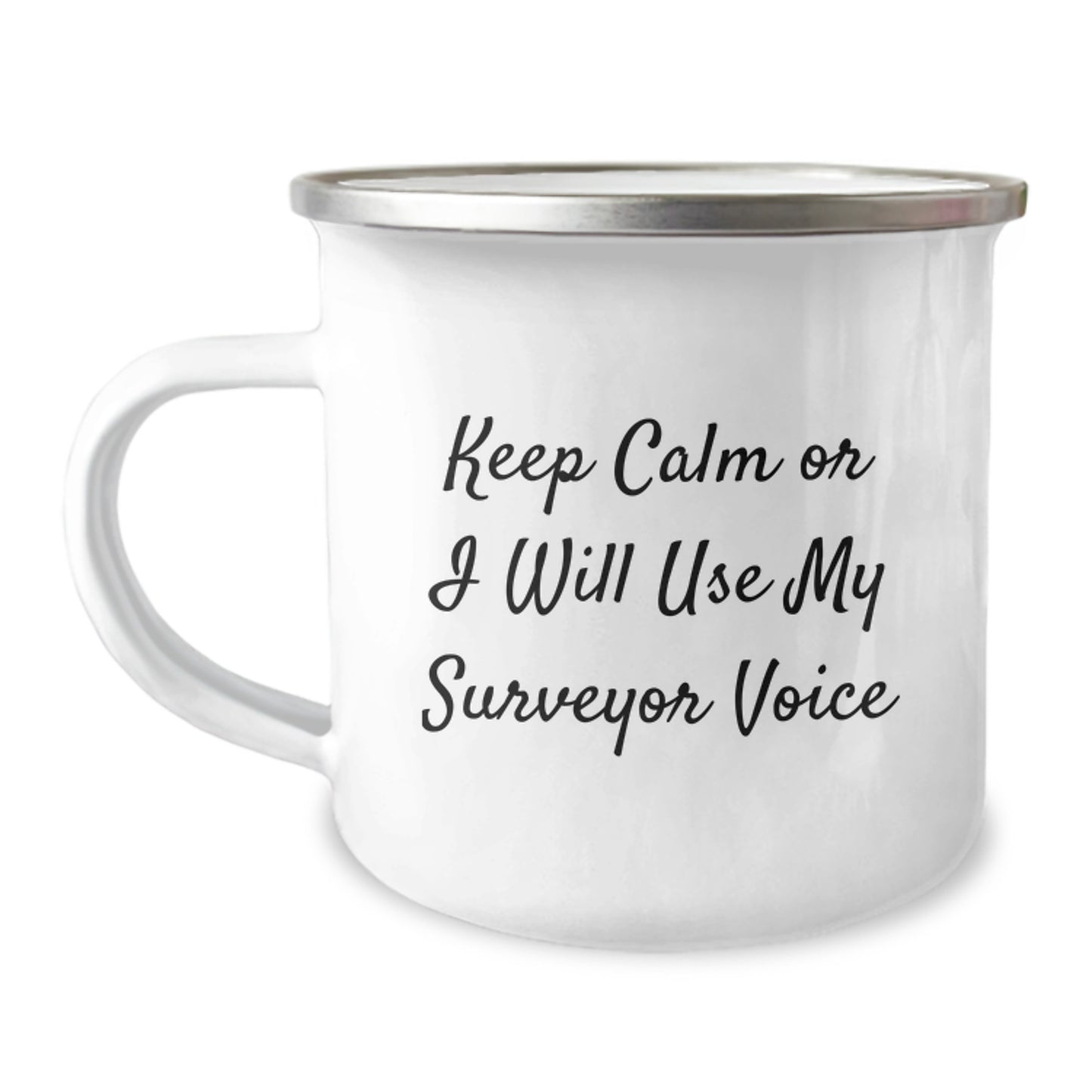 Funny Surveyor Gifts from Friends for Surveyor Enthusiast, Birthday Unique Present with Keep Calm I Will Use My Surveyor Voice, Camping Mug for Men, Women, Family, Coworkers - Image 1
