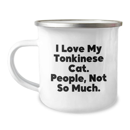 Gifts from Family - Funny Tonkinese Cat Camping Mug for Friends, Unique Christmas Memorable Present for Tonkinese Cat Lover, 12 oz Stainless Steel - Image 1